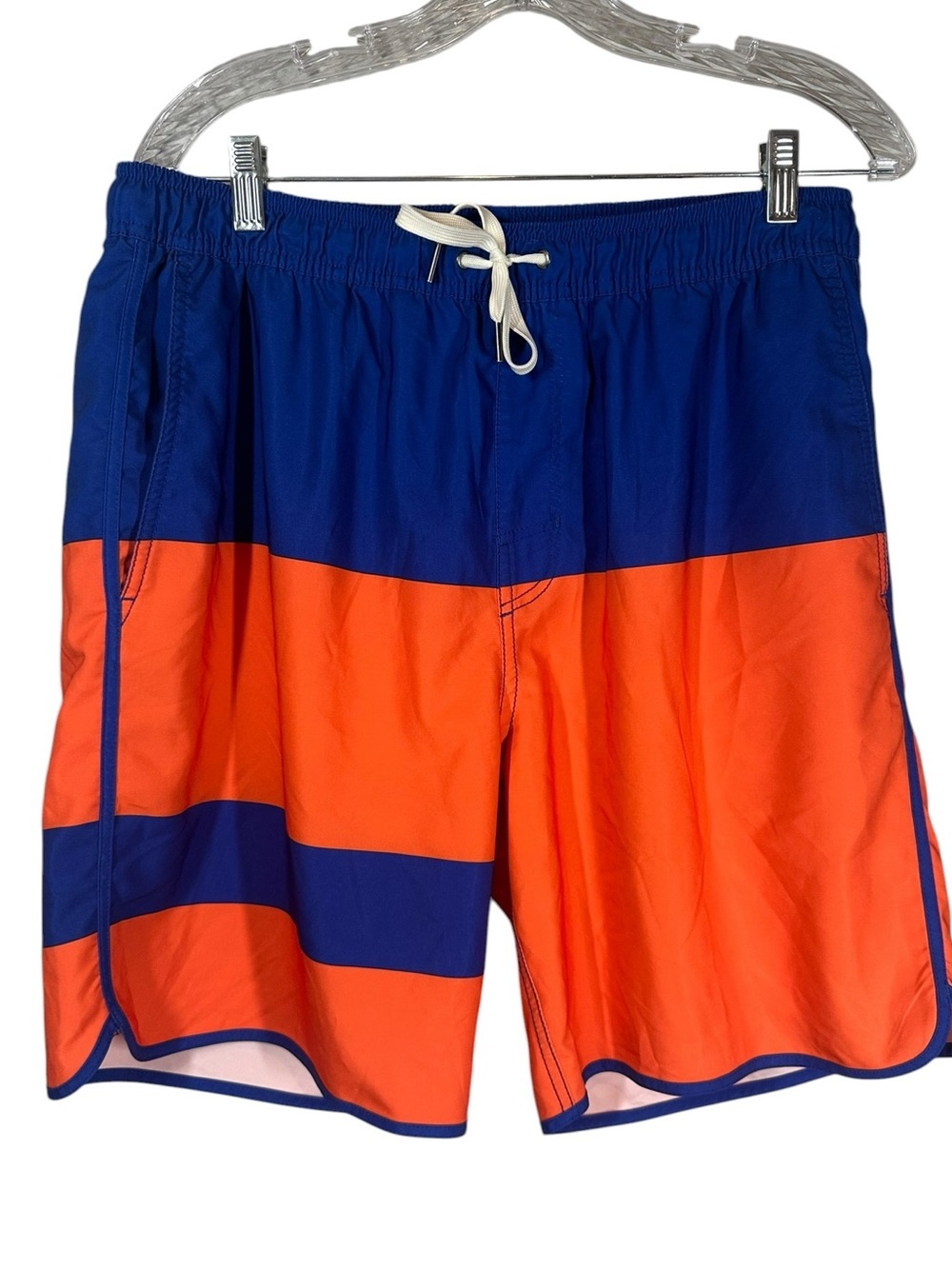 FAIR HARBOR Men's XL Blue & Orange Colorblock Swim Trunks Boardshorts